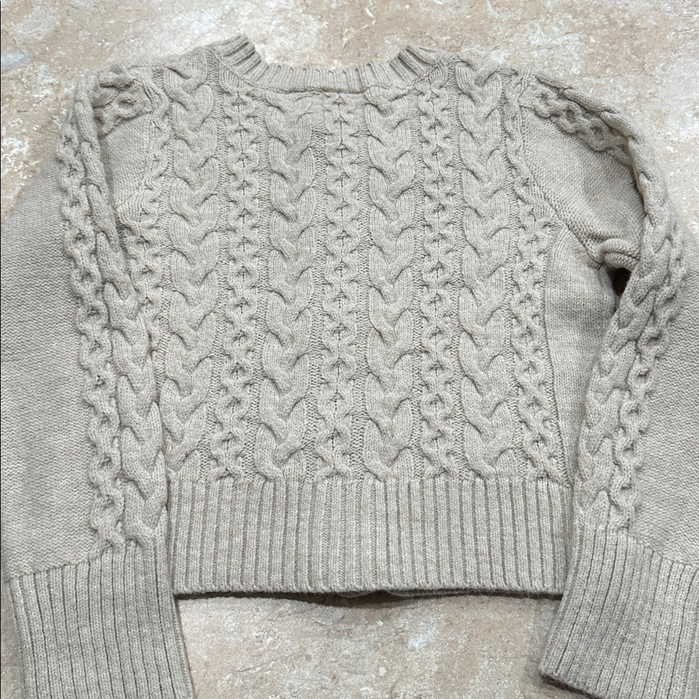 NWT Maeve Anthropology Oxford/Oatmeal color cropped cardigan women’s size L - Picture 4 of 10